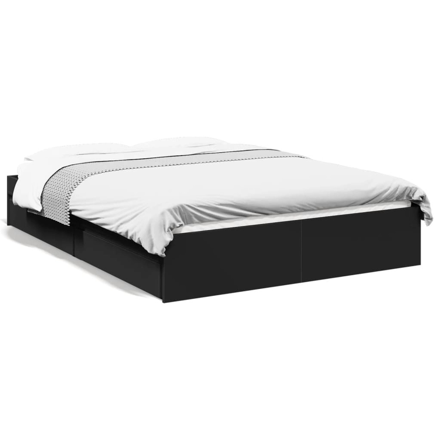vidaXL Bettgestell mit Schubladen Schwarz 140x190 cm Holzwerkstoff 3280686