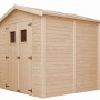 Timbela Holz-Gartenhaus M351 mit Fenstern, 4,08 m², unbehandeltes Holz.