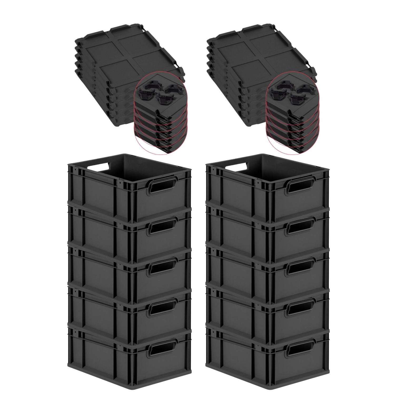 PROREGAL SuperSparSet 10x Eurobox Nextgen Grip Mit Scharnierdeckel Und Schw günstig online kaufen