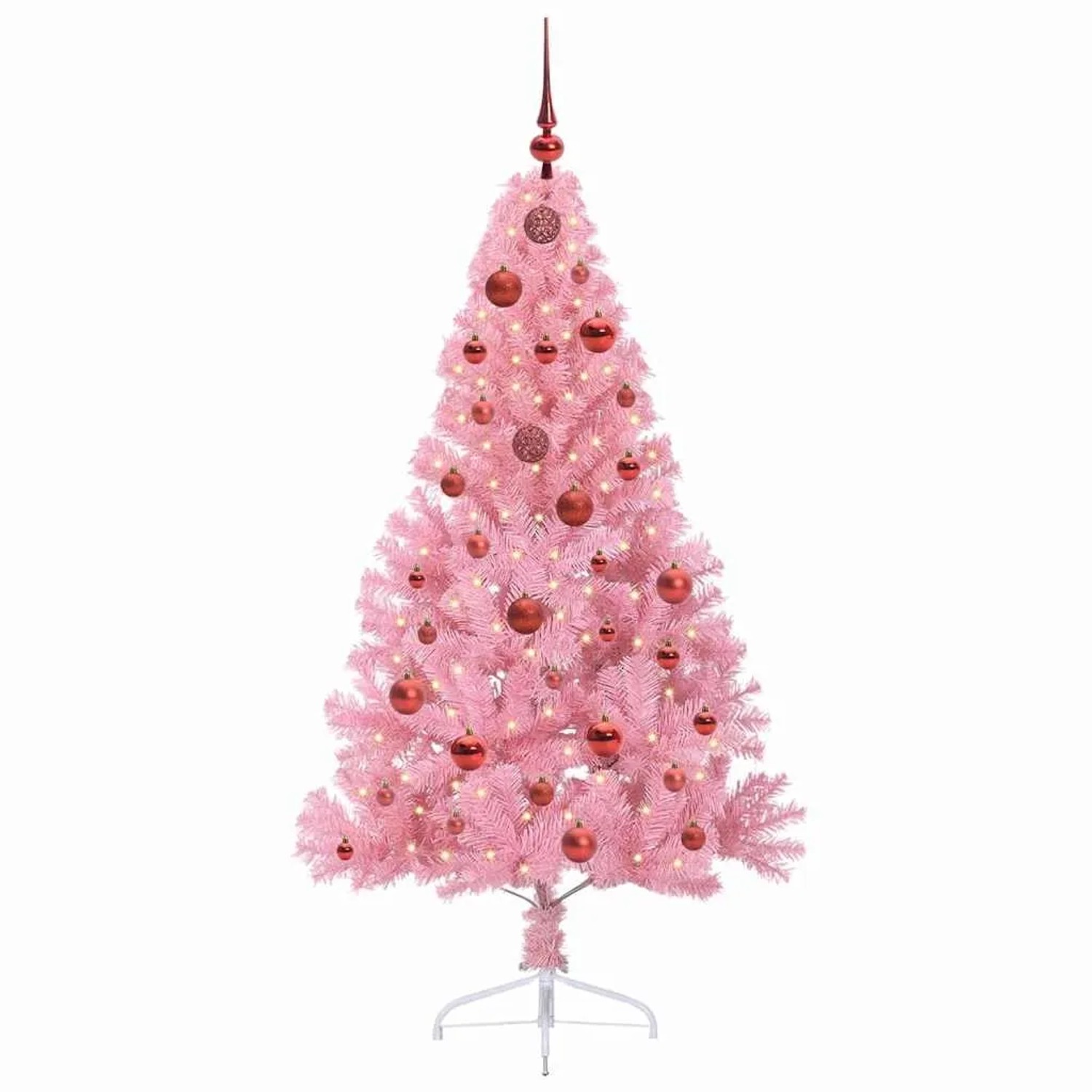 vidaXL Künstlicher Vorbeleuchteter Weihnachtsbaum Rosa 150 cm PVC 3397063
