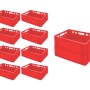 Set aus 10 roten Eurobehältern/Fleischerkisten E2, stapelbar, für Industrie und Gewerbe.