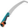 Gardena combisystem Gartensäge 300 P gebogen, mit blau-grauem Griff und gebogenem Sägeblatt.