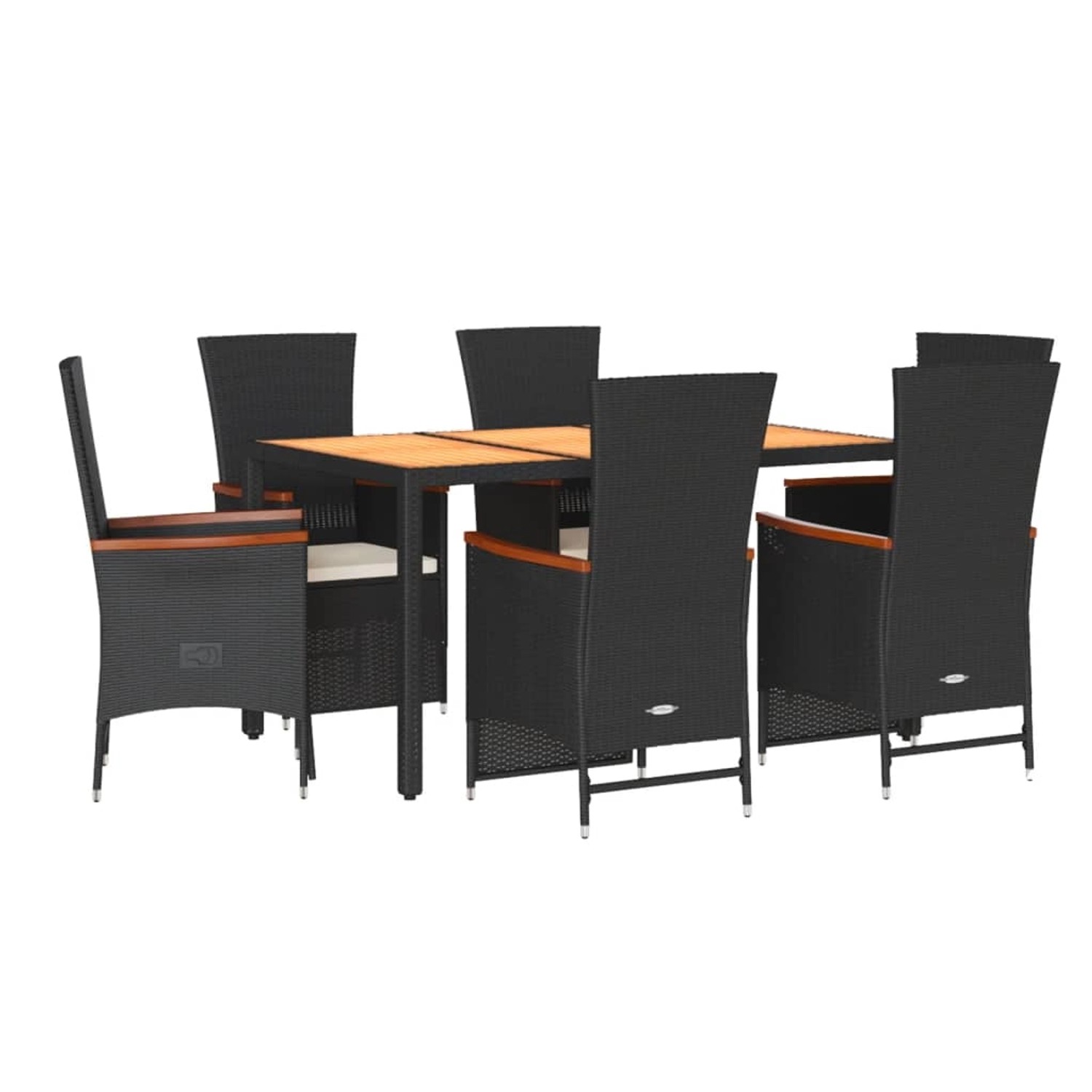 vidaXL 7-Tlg Garten-Essgruppe mit Kissen Schwarz Poly Rattan 3277509 günstig online kaufen