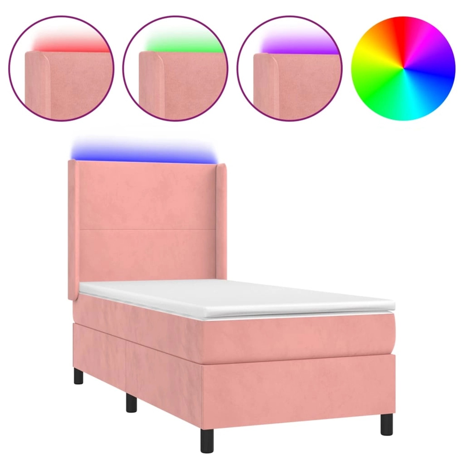 vidaXL Boxspringbett mit Matratze & LED Rosa 90x190 cm Samt 3139420 günstig online kaufen