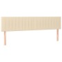Cremefarbenes vidaXL Boxspringbett 200x200 cm mit Stoffbezug und Kopfteil.