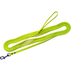 Neongelbe Heim Hunde-Suchleine aus BioThane, 10 m lang, mit Handschlaufe und Karabiner.