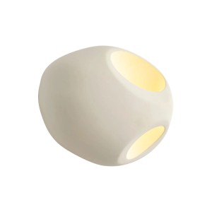 QAZQA Japandi Wandleuchte Creme Rund 28cm Pietra