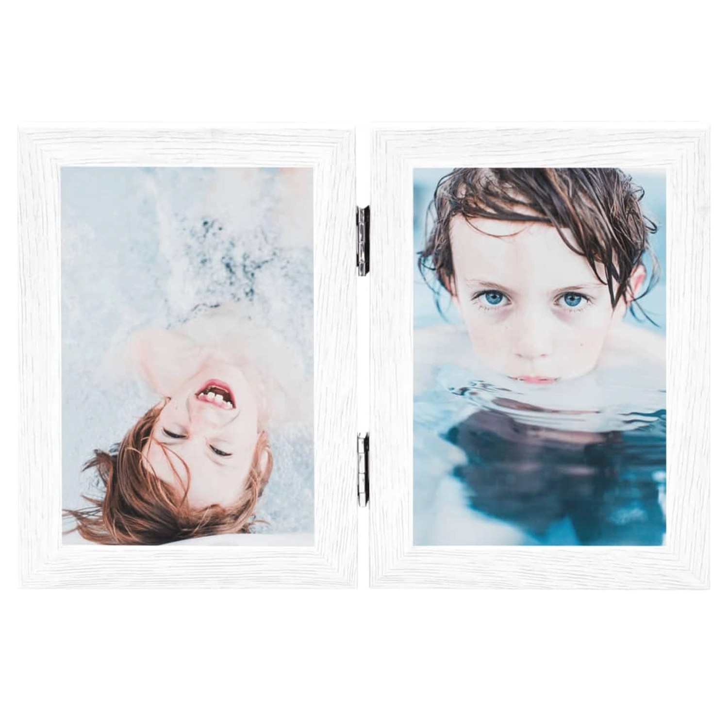 Weißer Zweifach-Bilderrahmen Collage für Fotos in 13x18 cm. Dekoartikel für Wohnaccessoires.