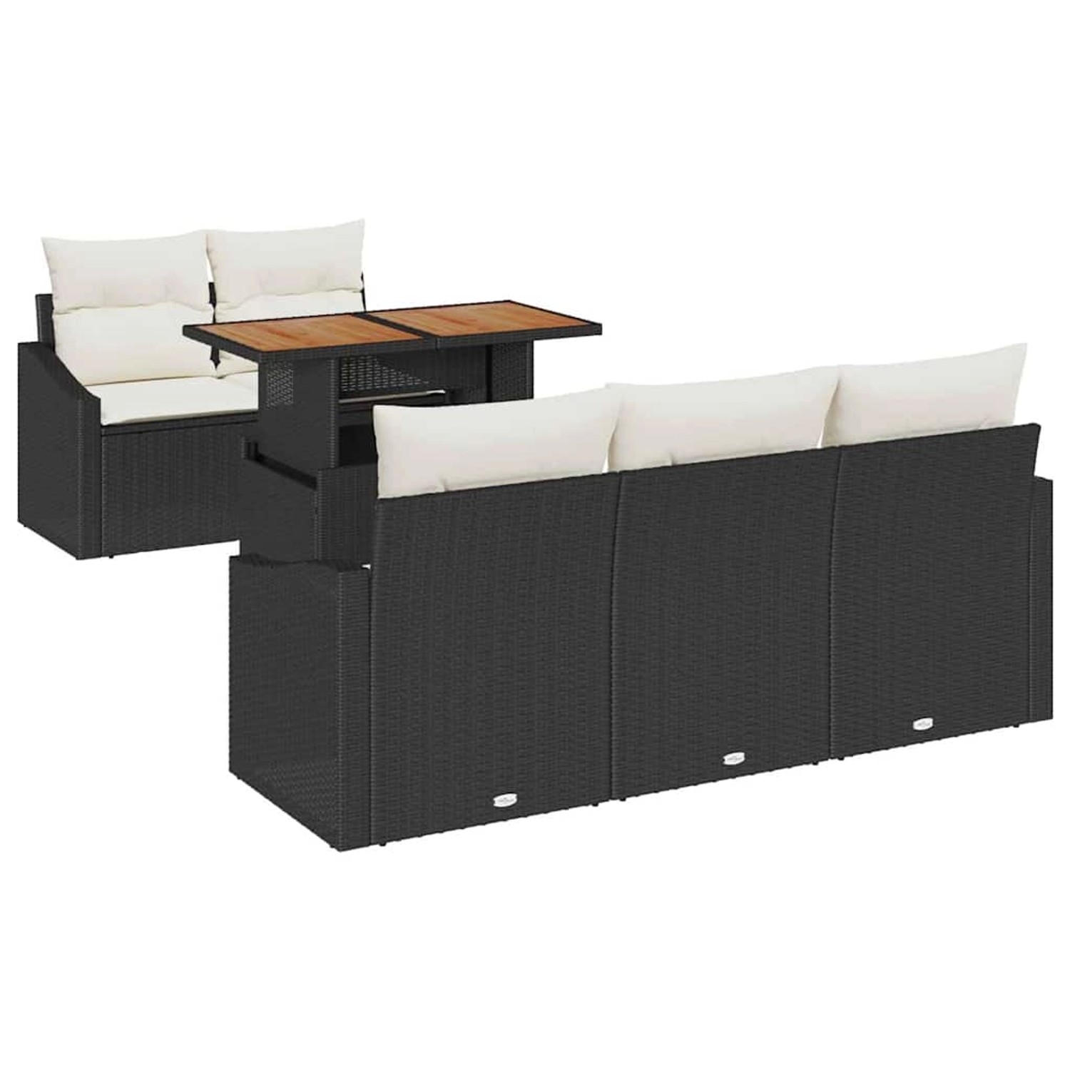 vidaXL Garten-Sofa-Set mit Speicher 6-Tlg Schwarz Poly Rattan 3358511 günstig online kaufen