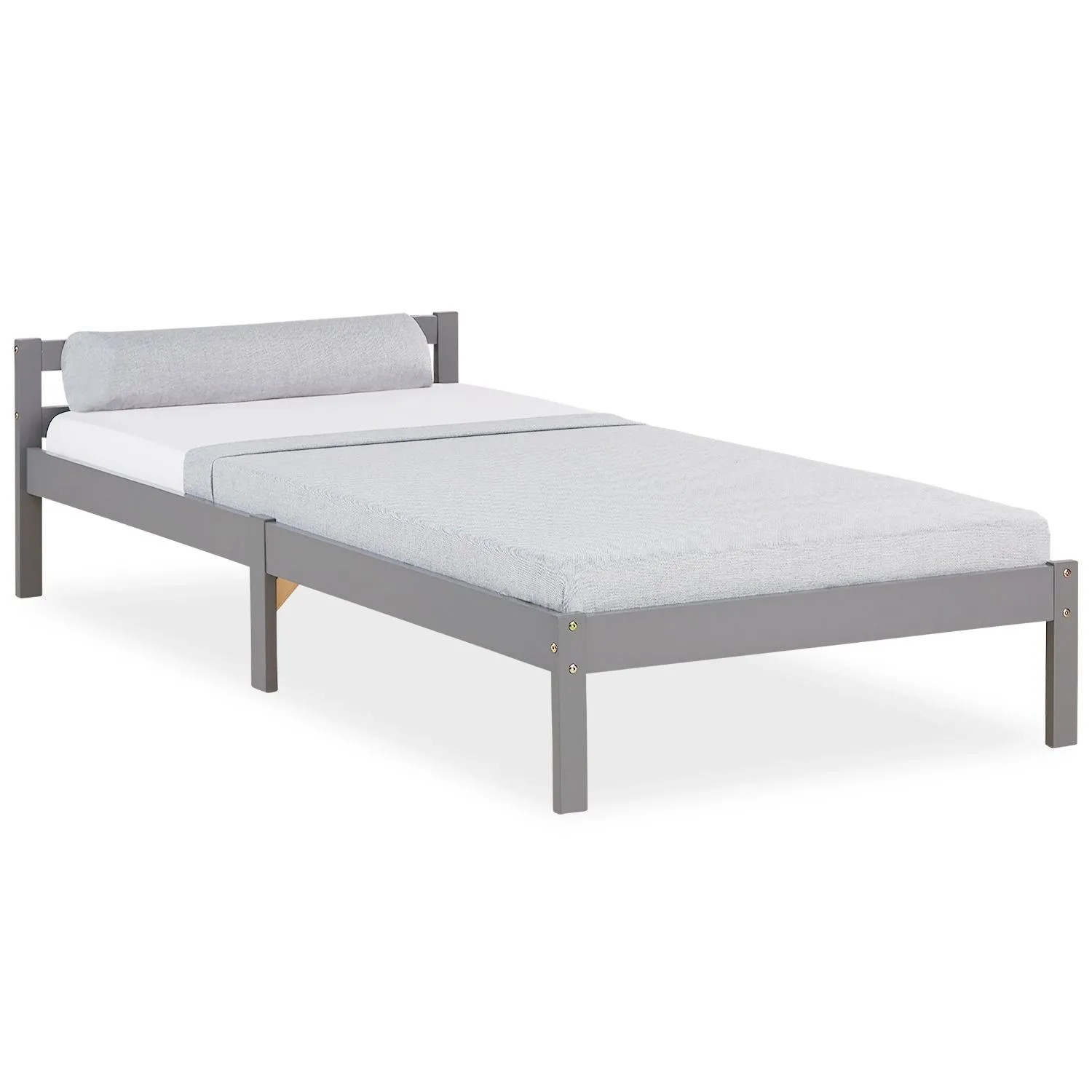 Homestyle4u Holzbett Jugendbett Kinderbett 90x200 Grau Bett