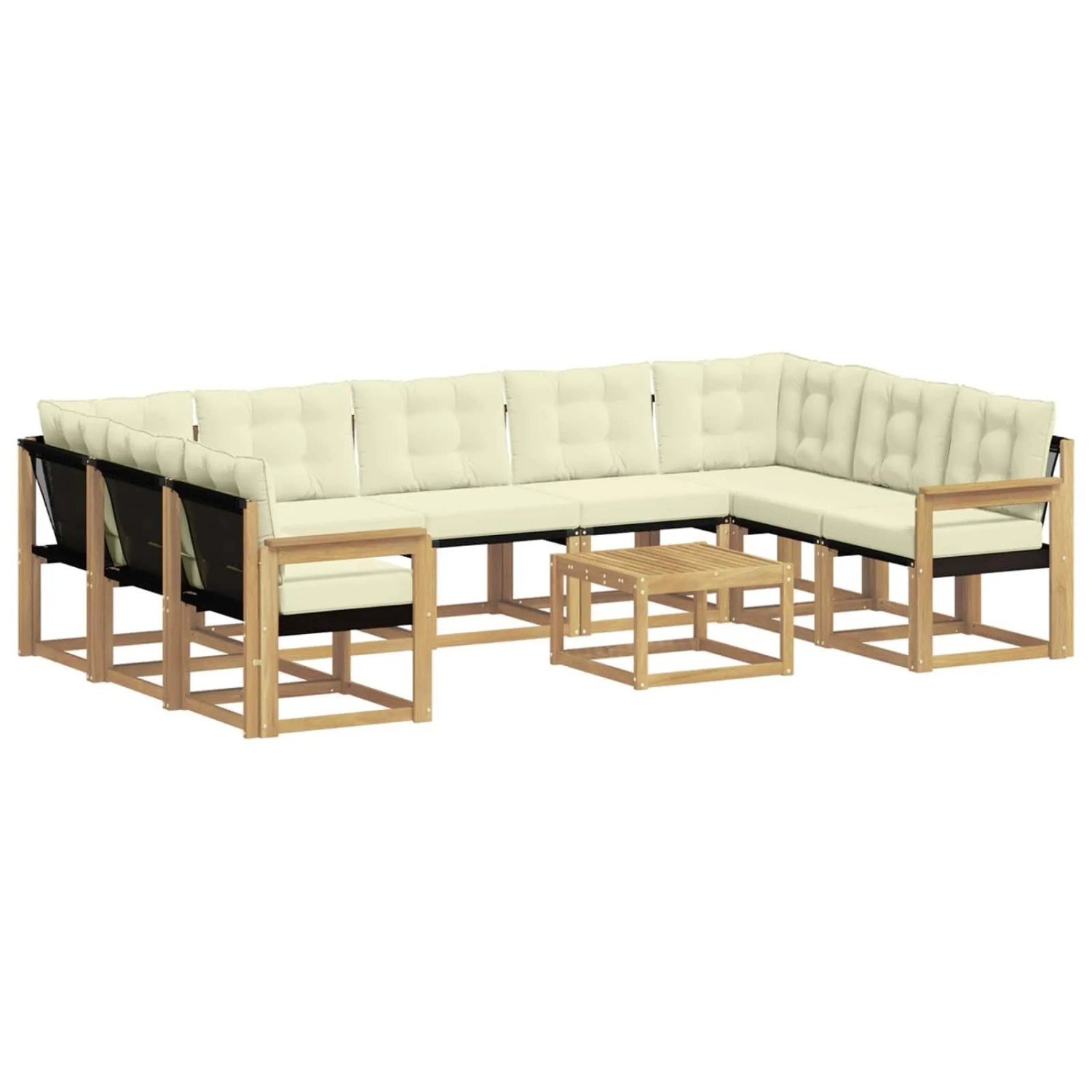 vidaXL Outdoor-Sofagarnitur mit Kissen 10 Stk Weiß und Creme 3389876