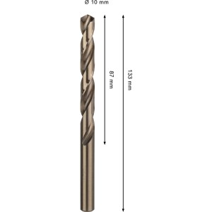 Bosch Spiralbohrer Pro Stainless Steel HSS-Co, Ø 10 mm, bronze, für Metallbohrungen.
