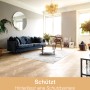 Wohnzimmer mit geöltem Holzboden, gereinigt und geschützt mit Bona Reiniger.
