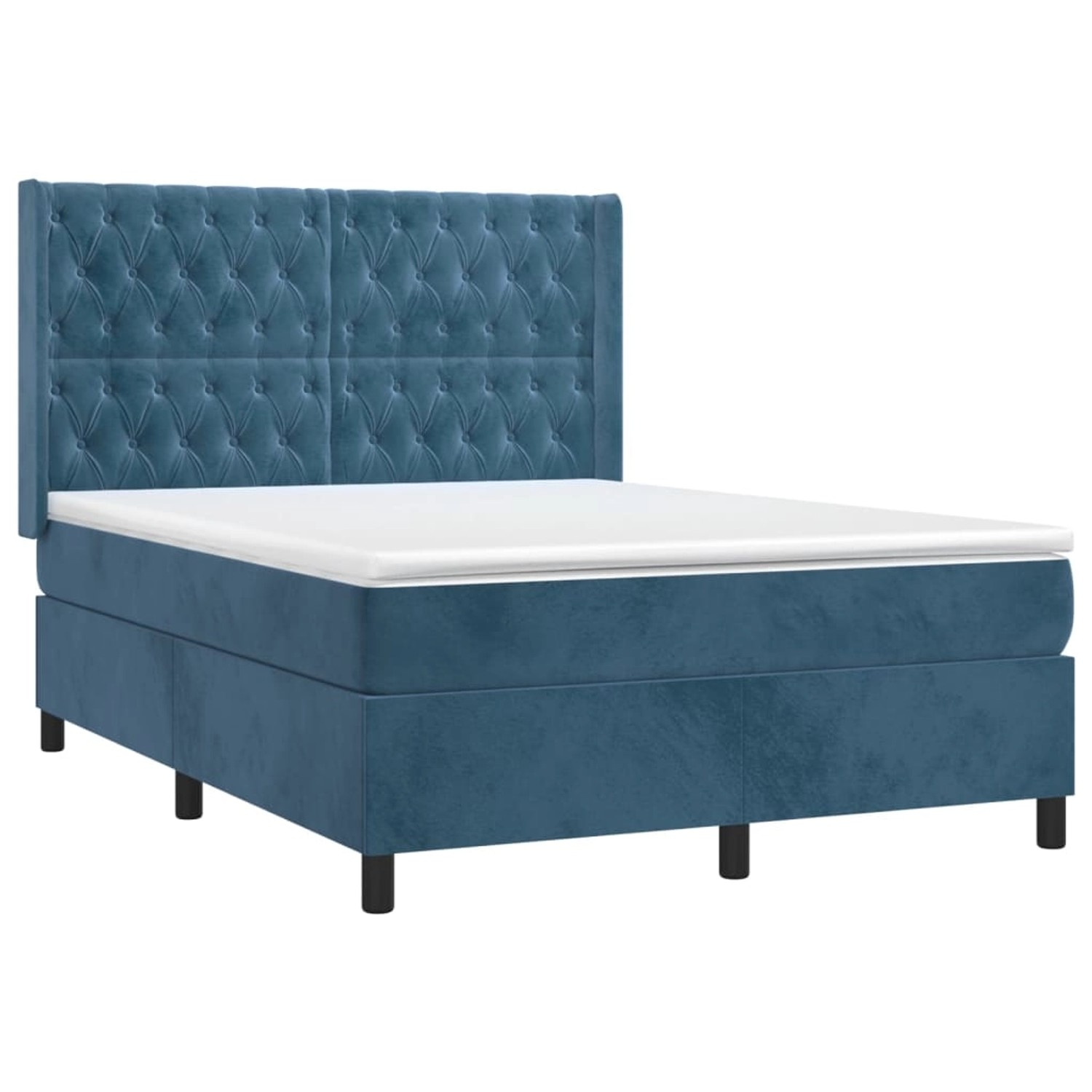 vidaXL Boxspringbett mit Matratze & LED Dunkelblau 140x200 cm Samt 3139749 günstig online kaufen