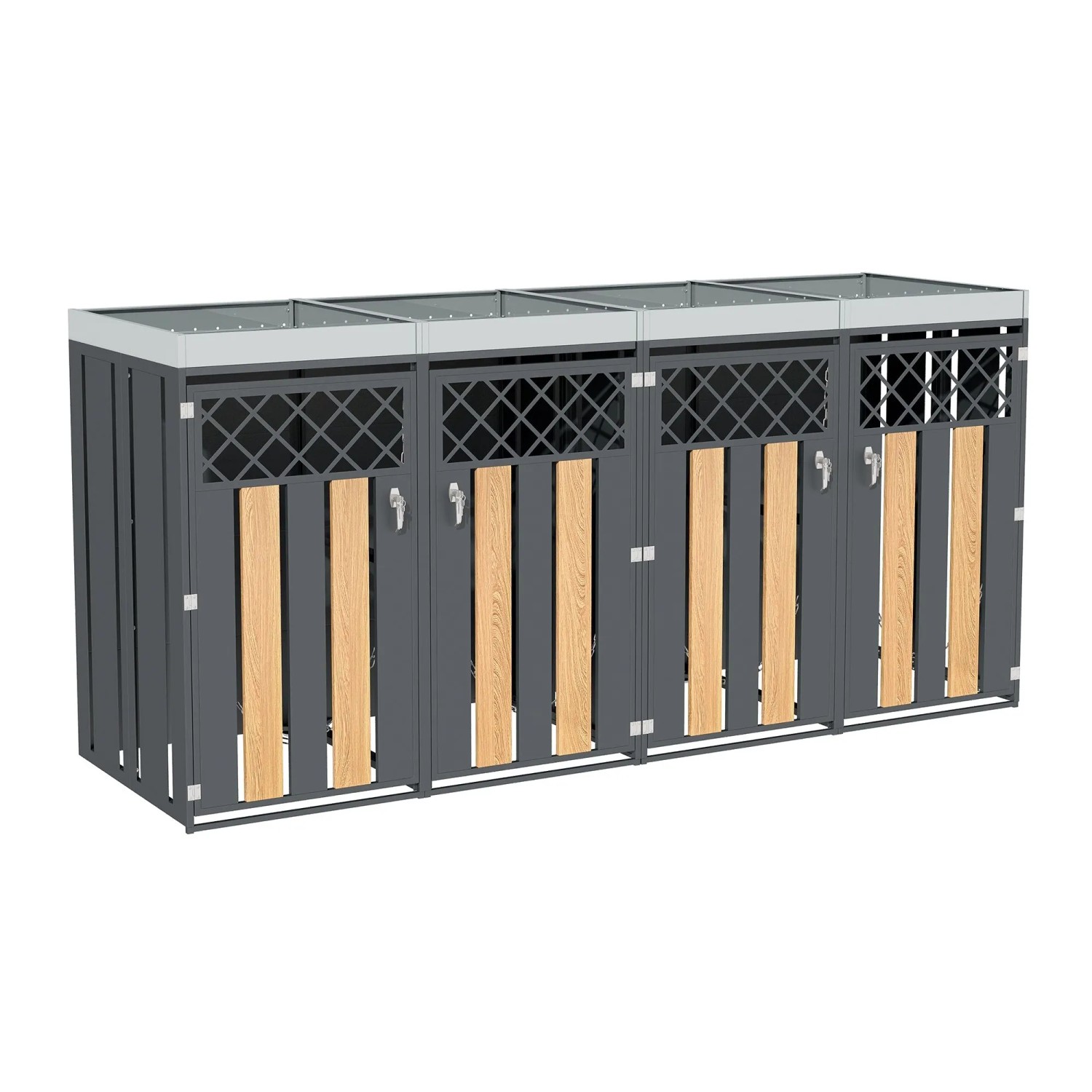 Mülltonnenbox  4er mit Trash Storage Compartments Abschließbar&Pflanzfläche