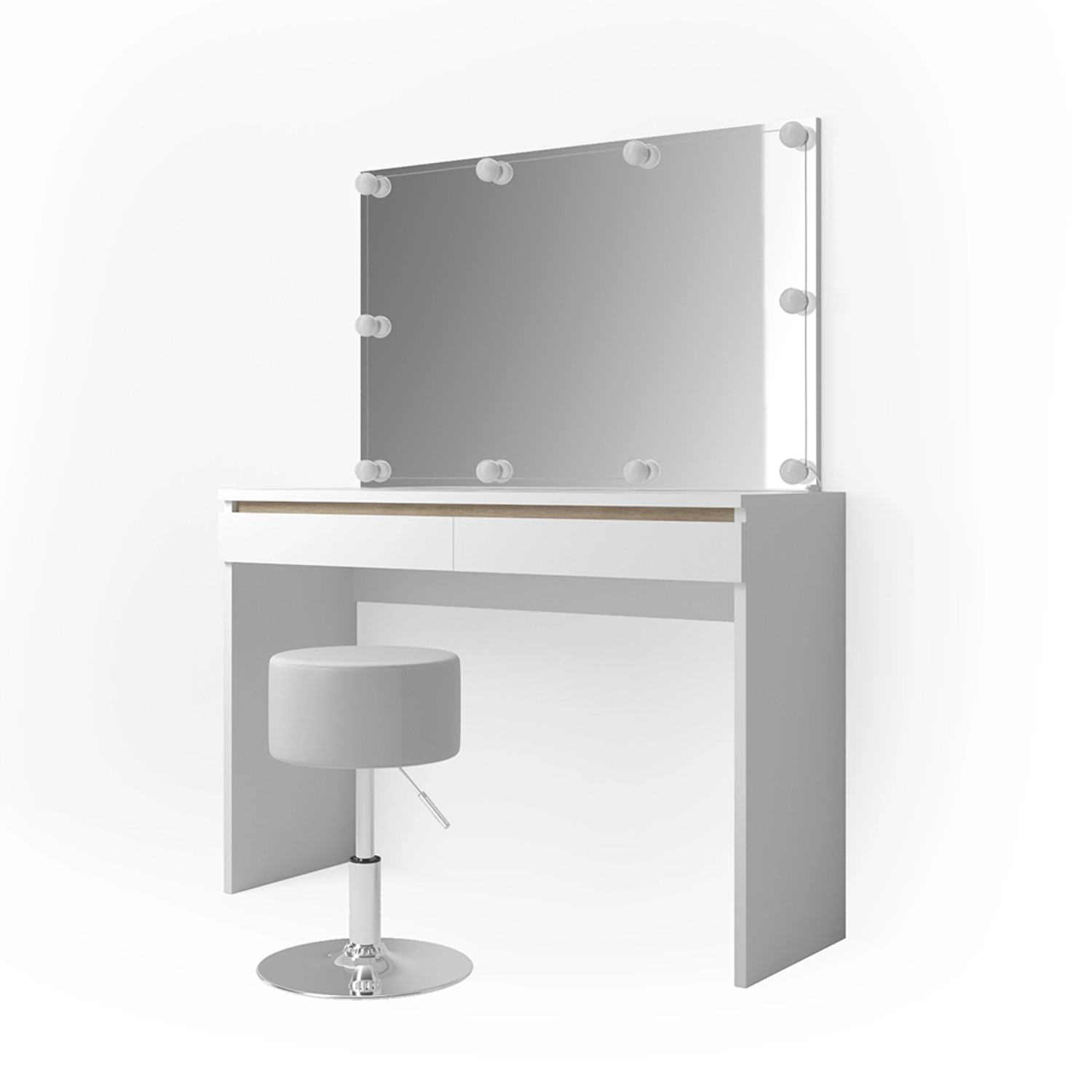Vicco Schminktisch Emma Weiß 120 cm mit LED Beleuchtung und Hocker günstig online kaufen