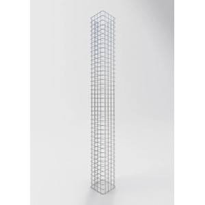 Eckige Gabiona Gabionen-Säule, 22x22x200 cm, Maschenweite 5x5 cm, zur dekorativen Gartengestaltung.