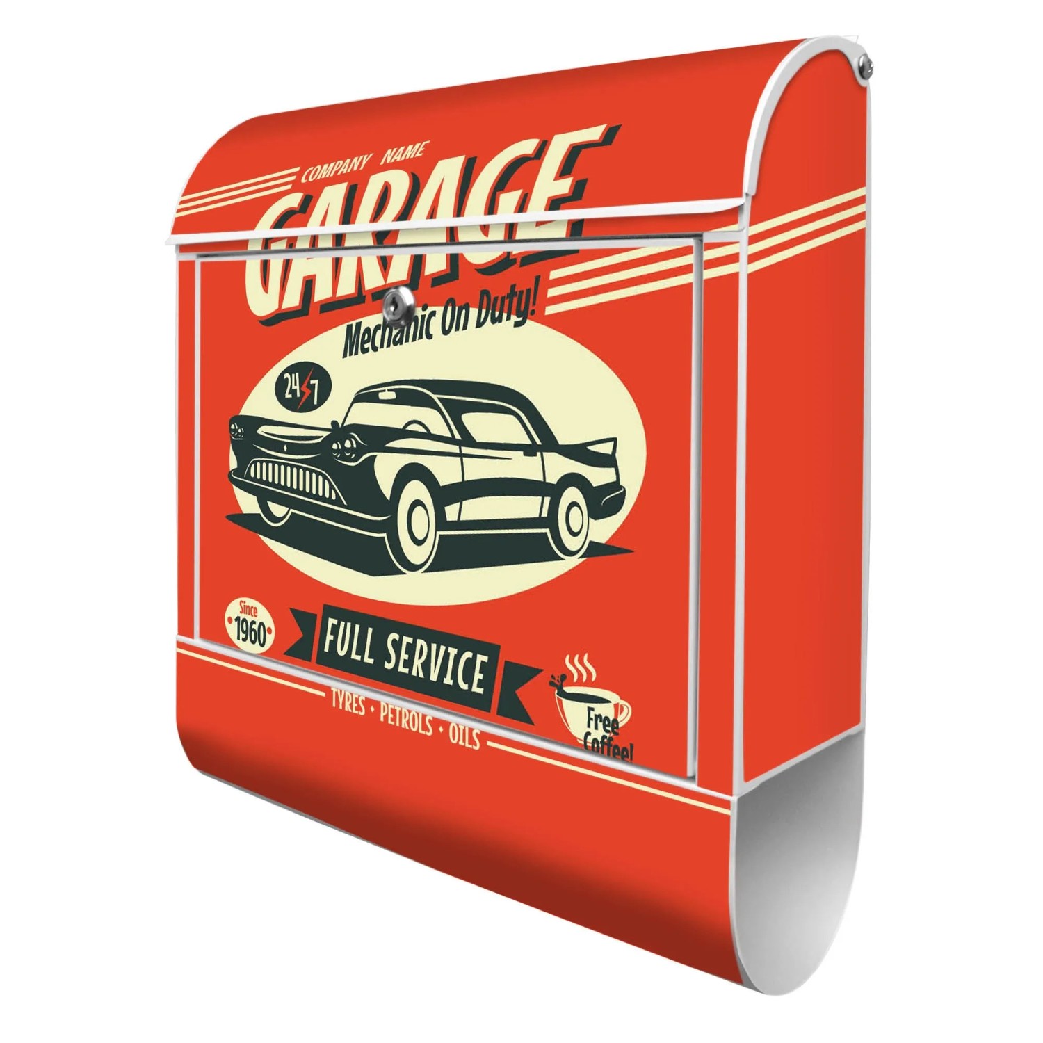 Banjado Design Briefkasten Weiß Pulverbeschichtet 39x47x14cm 2 Schlüssel Mi günstig online kaufen