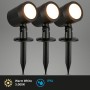 Brilo LED Gartenspieß-Set, 3 schwarze Strahler mit Erdspieß für Gartenwege und Beete.