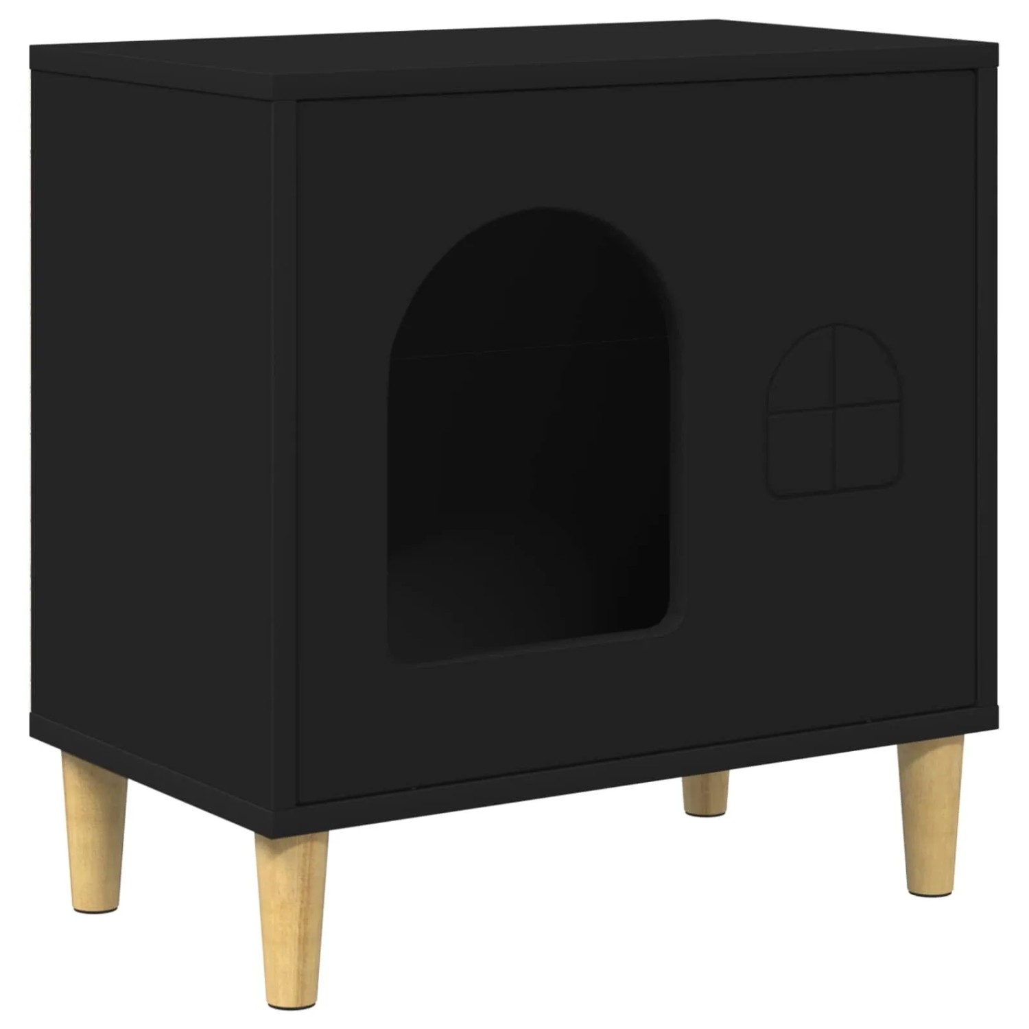 vidaXL Katzenhaus Schwarz 51 x 30 x 52 cm Holzwerkstoff 8000663