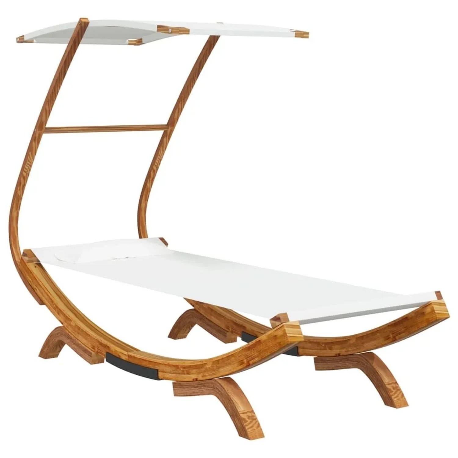 vidaXL Sonnenliege mit Dach 100x190x134 cm Bugholz Massiv Creme 313943