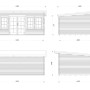 Technische Zeichnung Palmako Gartenhaus Lisa, 530x380 cm, grau-weiß, mit Maßen.