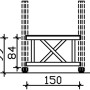 Technische Zeichnung: Skan Holz Brüstung Andreaskreuz, 150x84 cm, Fichte Eiche hell, Zubehör für Lauben & Pavillons.