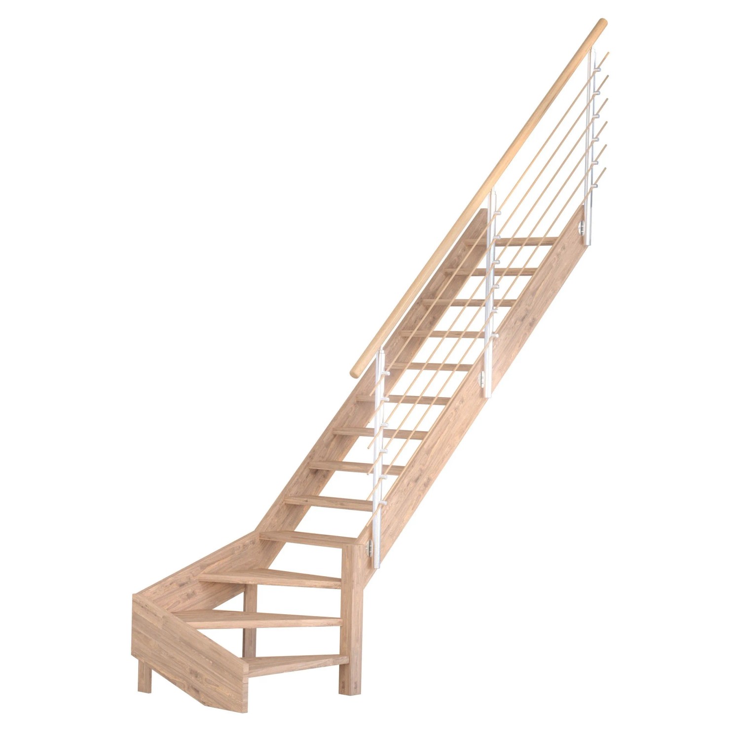 Treppe Mykonos Pro Eiche Gew. R 90 cm Design-Geländer-Holz FSC® günstig online kaufen