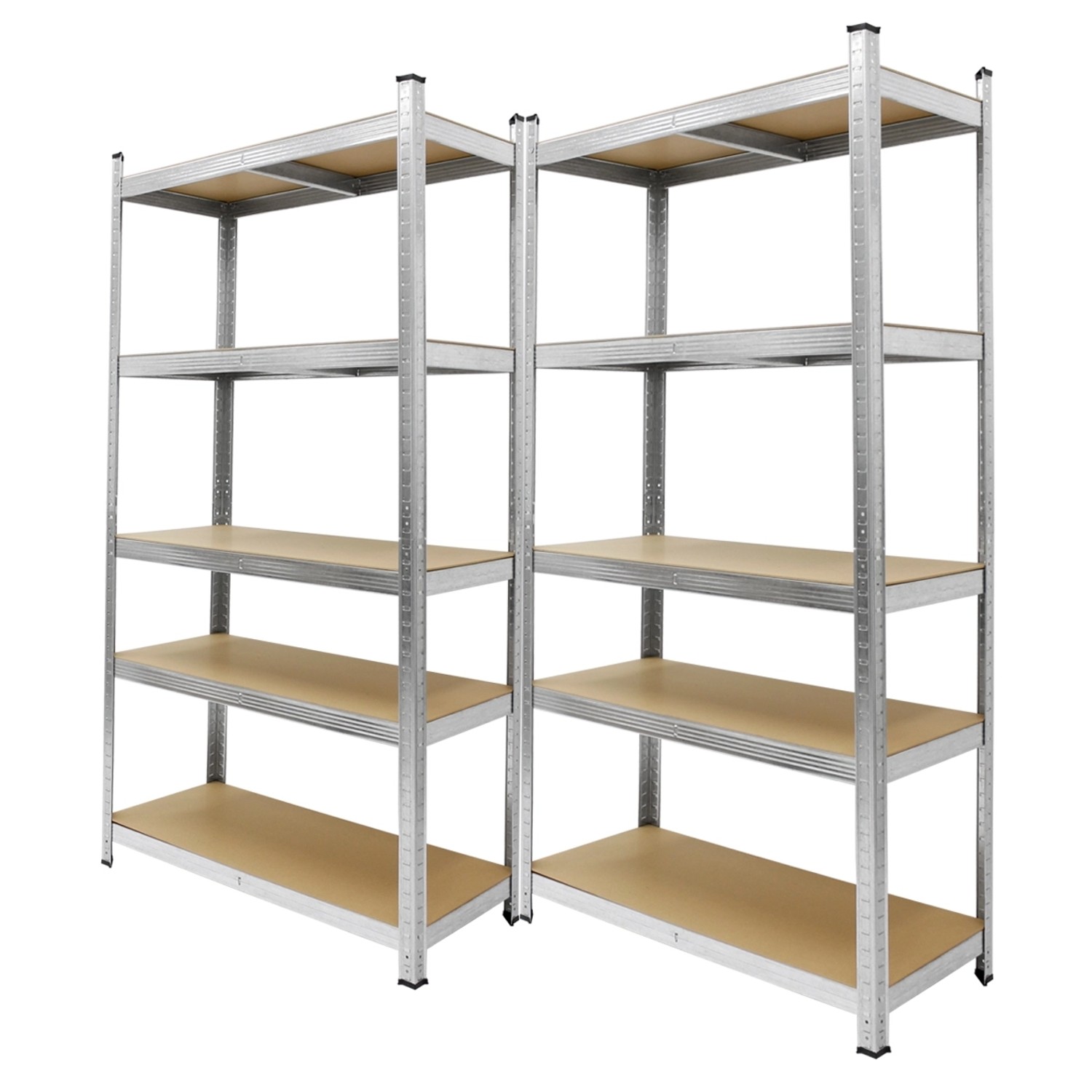 ECD Germany 2 Stück Werkstattregal 180x90x40 cm Verzinkt bis 750kg 5 MDF-Platten