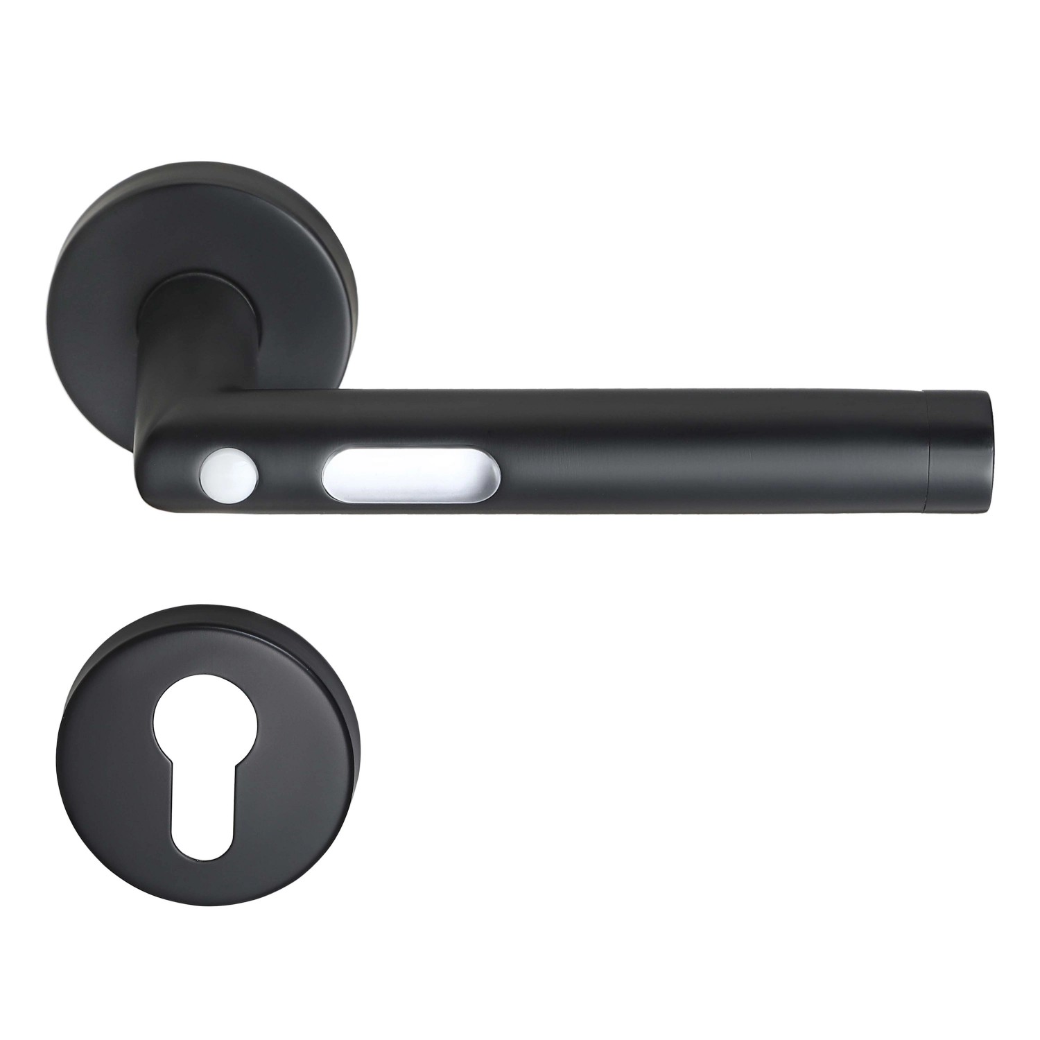 MeinTürgriff LED-Türgriff Orbit Türdrücker Schwarz Türgriff Drückergarnitur WC