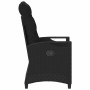 Schwarzer, verstellbarer vidaXL Gartenstuhl aus Poly-Rattan mit Klapptisch. Bequemer Outdoor-Sessel.
