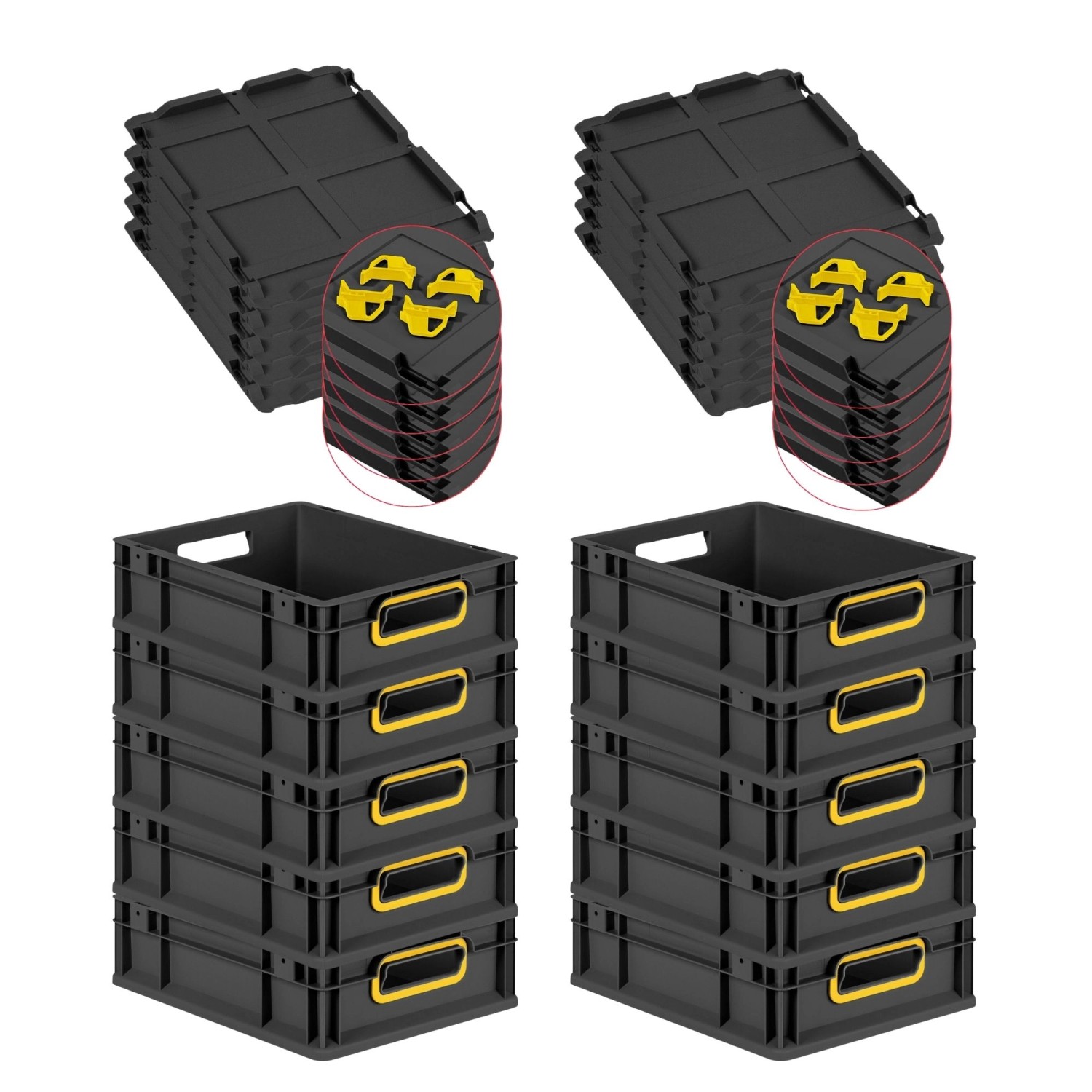 PROREGAL SparSet 10x Eurobox Nextgen Color Mit Auflagedeckel HxBxT 12x30x40 günstig online kaufen