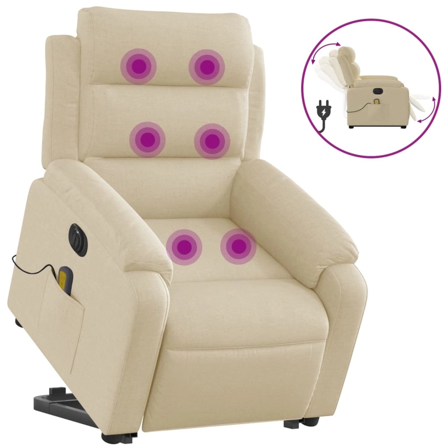 vidaXL Elektrischer Massagesessel mit Aufstehhilfe Creme Stoff Modell 7 günstig online kaufen