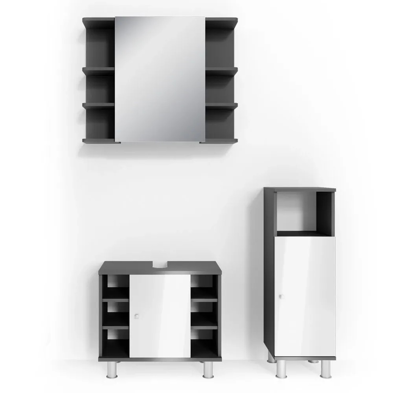 Vicco Badmöbel-Set Fynn Anthrazit 60 x 54 3-teilig