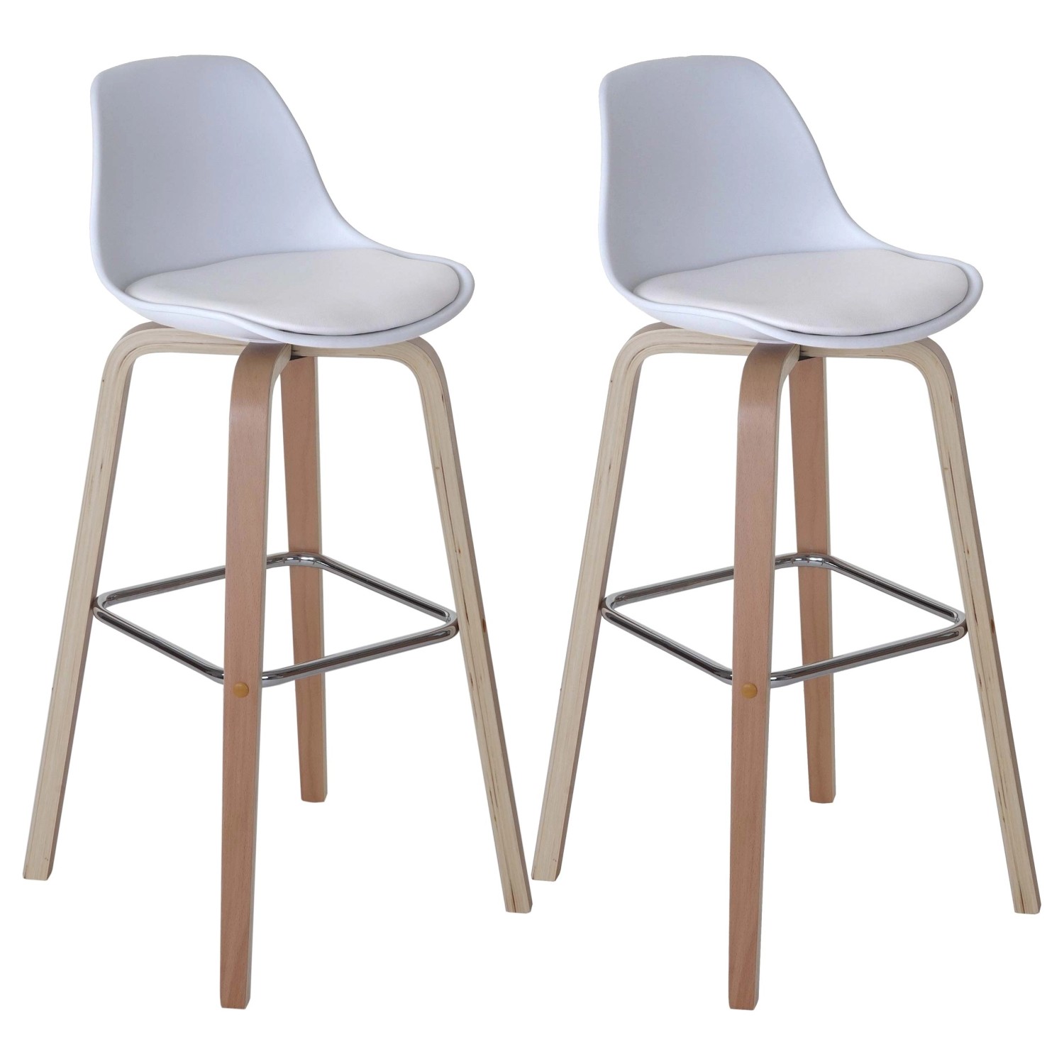 PROREGAL 2er-Set Barhocker Mit Lehne Einfach Sitzhöhe 76cm Kunstleder Weiß günstig online kaufen