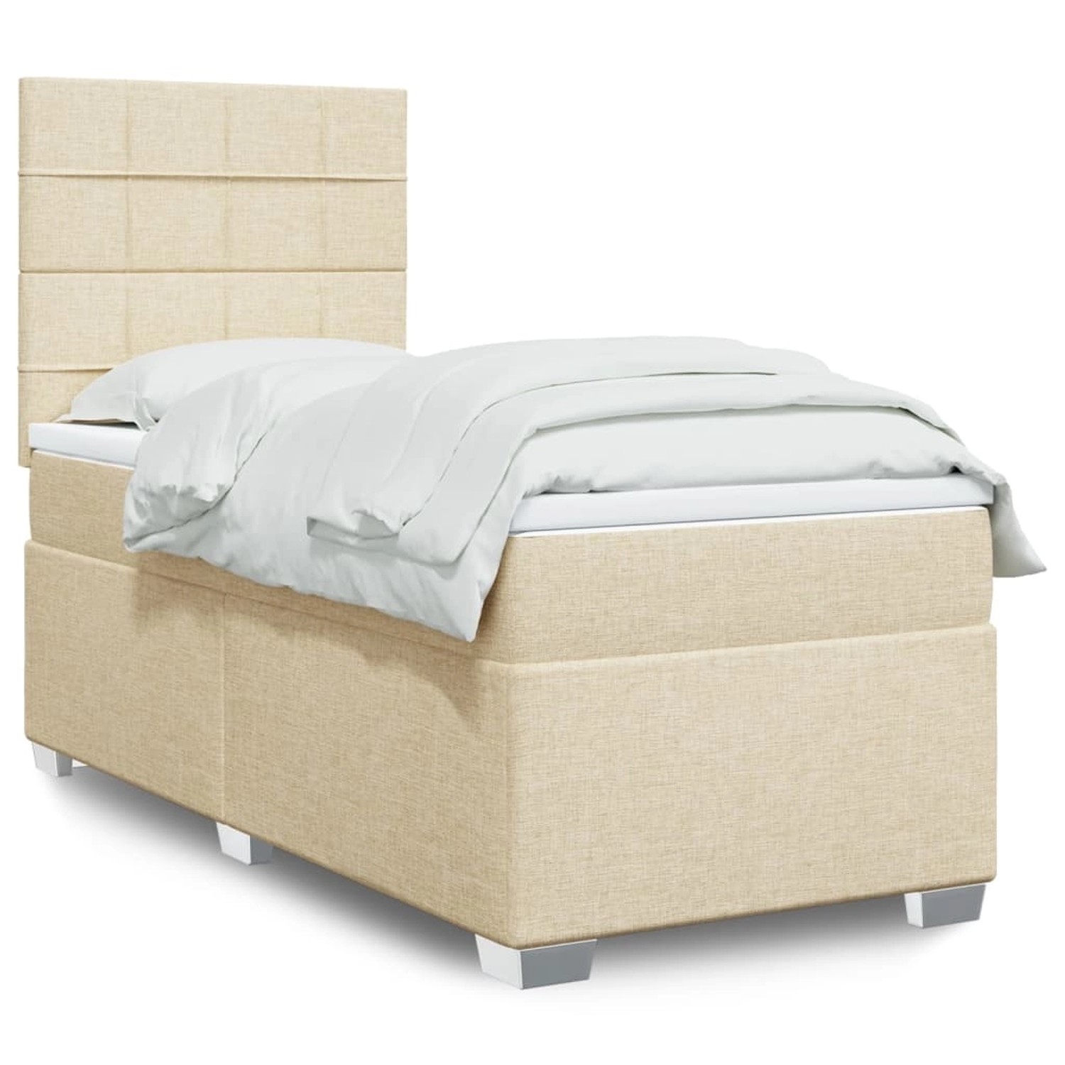 vidaXL Boxspringbett mit Matratze Creme 100x200 cm Stoff 3292704 günstig online kaufen