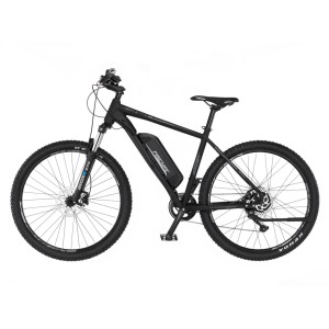 Schwarzes Fischer E-Bike Montis EM 2127 mit 627 Wh Akku und 48 cm Rahmen.