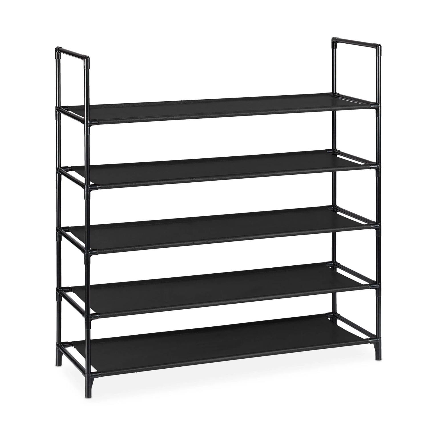 Relaxdays Schuhregal Stecksystem XL Metall Schwarz Höhenverstellbar 90,5 cm x 87,5 cm x 30 cm 1,4 kg