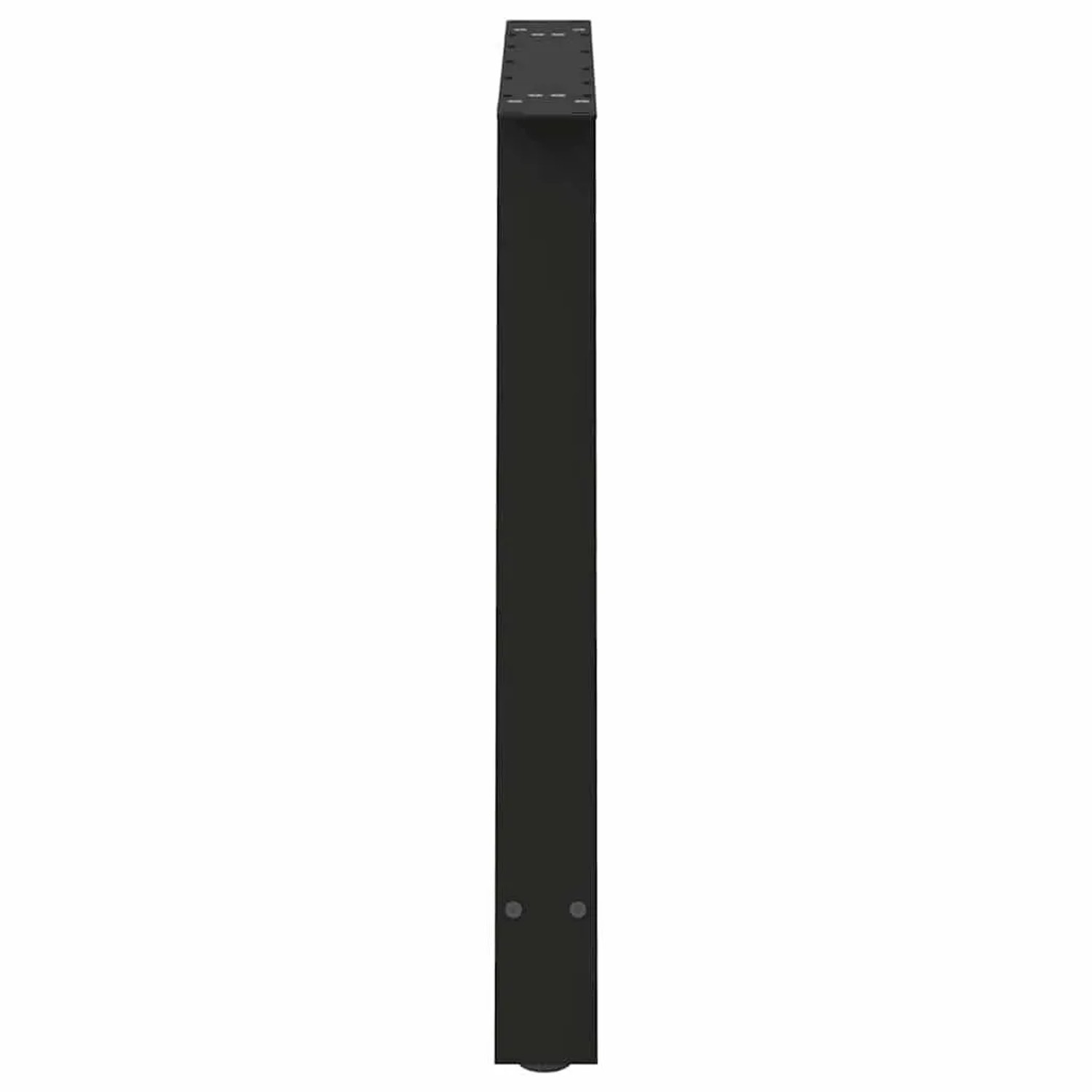 Einzelnes schwarzes Stahl-Tischbein für A-Form Esstische, pulverbeschichtet, mit Bohrlöchern und Nivellierfüßen.
