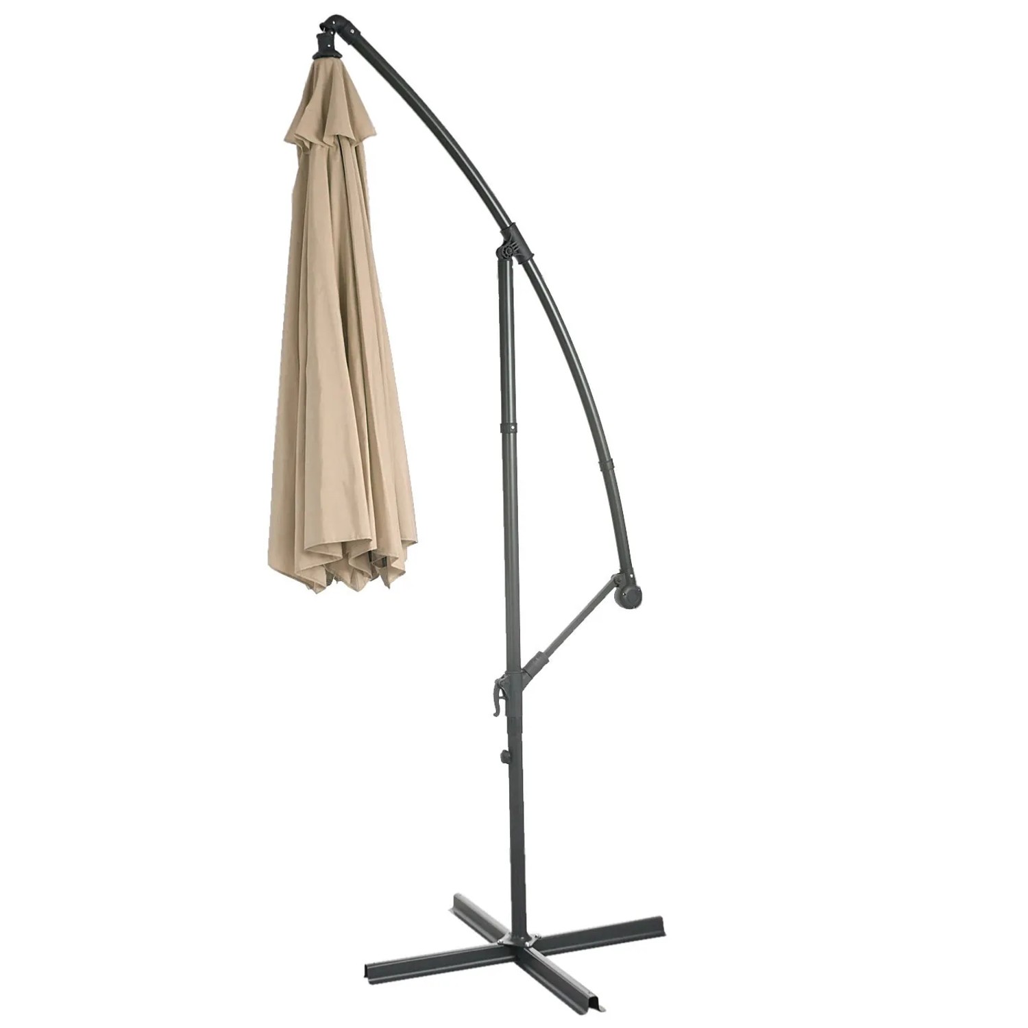 MCW Ampelschirm Terni, Ø 3m, sand-beige, neigbar mit Ständer. Sonnenschutz für Garten und Terrasse.
