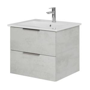 Steinkamp Waschtischunterschrank Living 2.0, Oxid Hellgrau mit Villeroy&Boch Venticello Waschtisch, 60 cm.