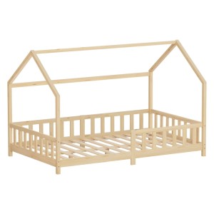 ML-Design Kinderbett 120x200 cm mit Rausfallschutz Natur Kiefernholz