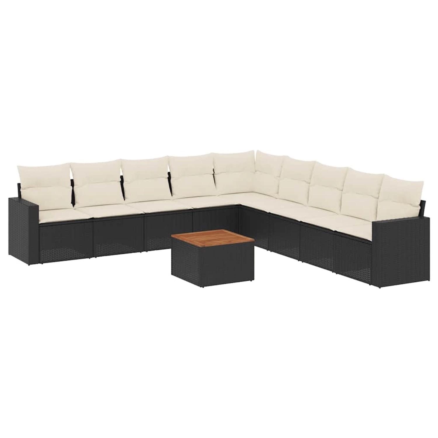 vidaXL 10-Tlg Garten-Sofagarnitur mit Kissen Schwarz Poly Rattan 3256497 günstig online kaufen