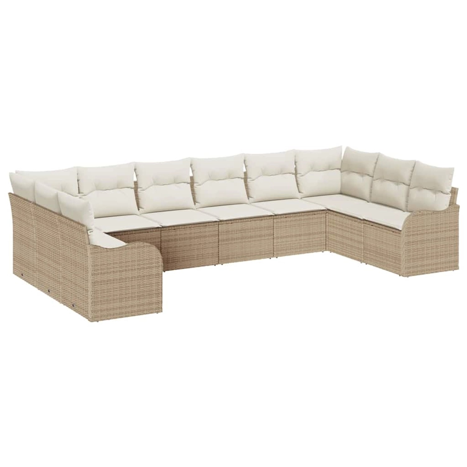vidaXL Garten-Sofa-Set mit Kissen 10-Tlg Beige Weiß Poly Rattan 3354550 günstig online kaufen