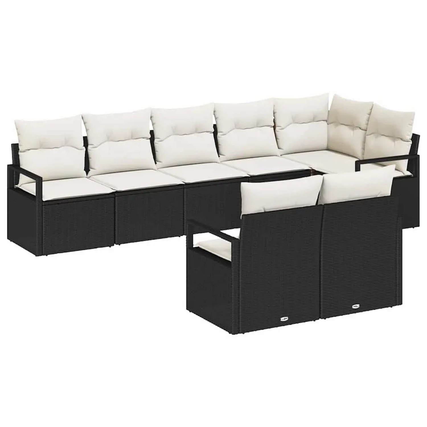 vidaXL Gartensofa-set mit Kissen 8-Tlg Schwarz und Weiß Poly-Rattan 3355096 günstig online kaufen
