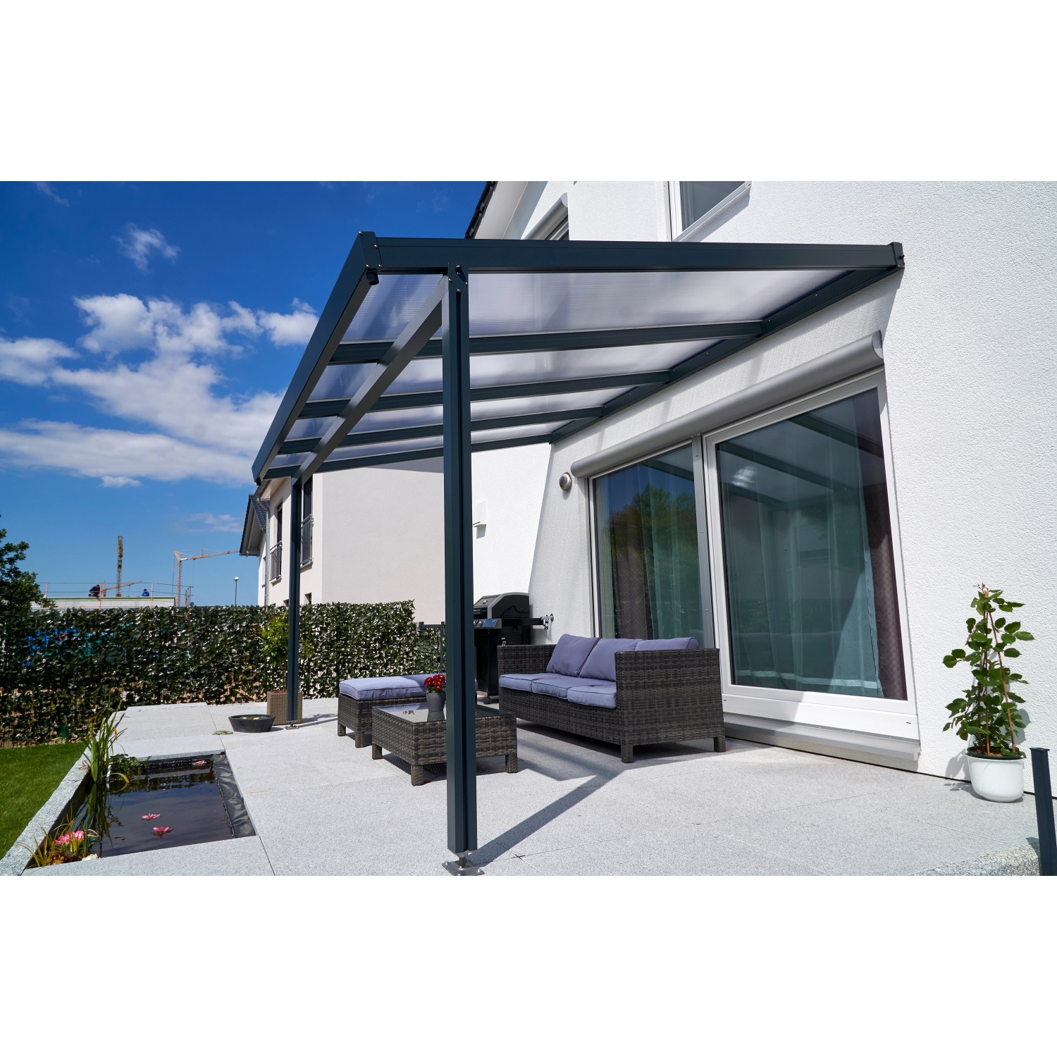 Terrassenüberdachung Premium (BxT) 410 cm x 306 cm Anthrazit Polycarbonat  Klar kaufen bei OBI
