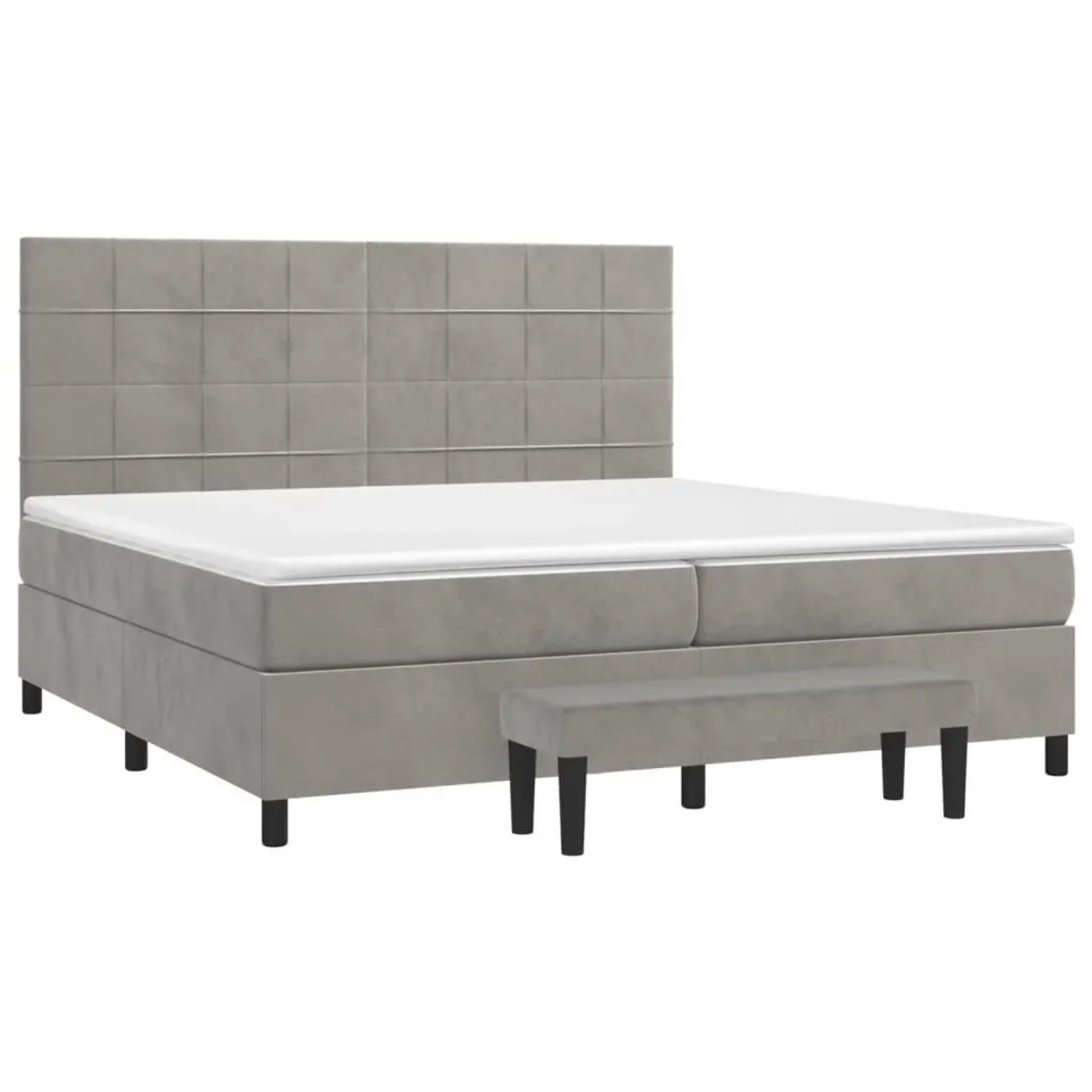 vidaXL Boxspringbett mit Matratze Hellgrau 200x200 cm Samt 3137863 günstig online kaufen