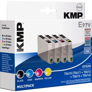 KMP E97V Tintenpatronen Vorteilspack für Epson Drucker, 4 Farben.