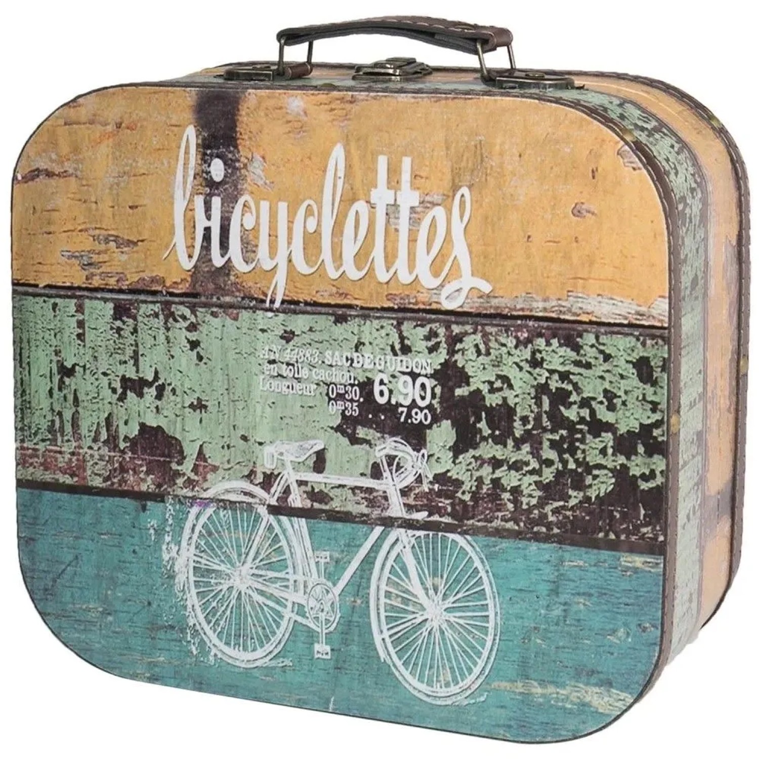 HMF VKO206 Vintage Vintage Koffer Truhe Holzkiste Holz 32 x 29 x 12 cm Deko Fahrrad