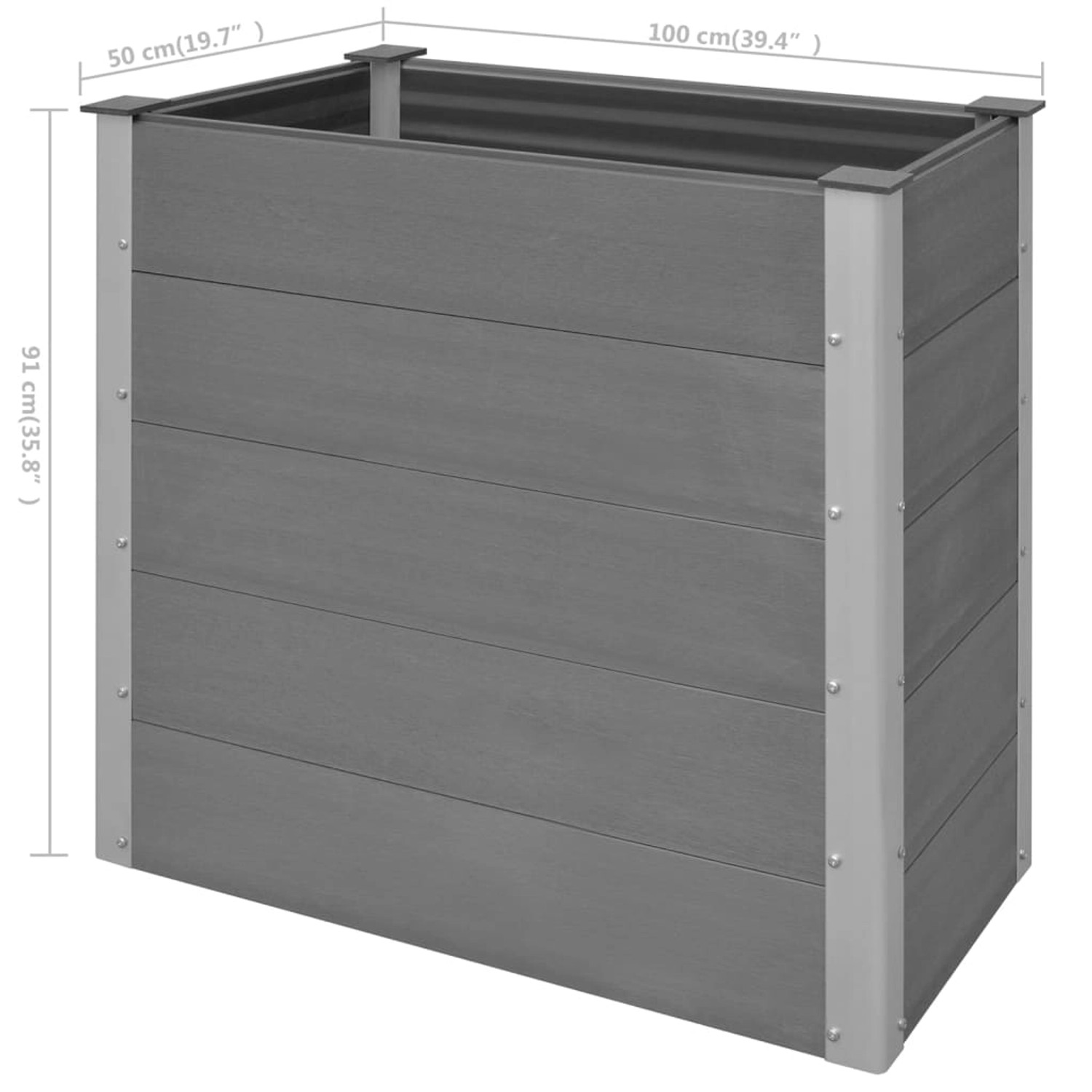 vidaXL Garten-Hochbeet WPC 100 x 50 x 91 cm Grau 658668